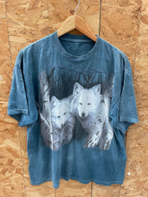 Vintage Gungy Tie dye Blue Wolves Graphic Tee Shirt - Size XL